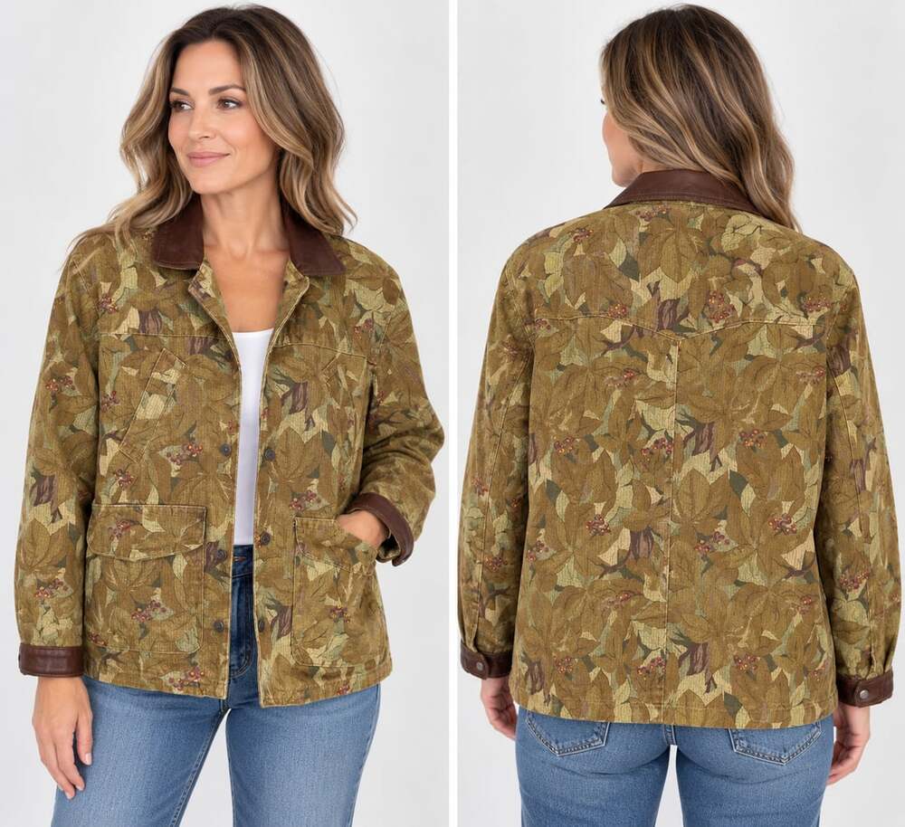 Ruff Hewn Floral Leaf Camouflage Jacket Size S